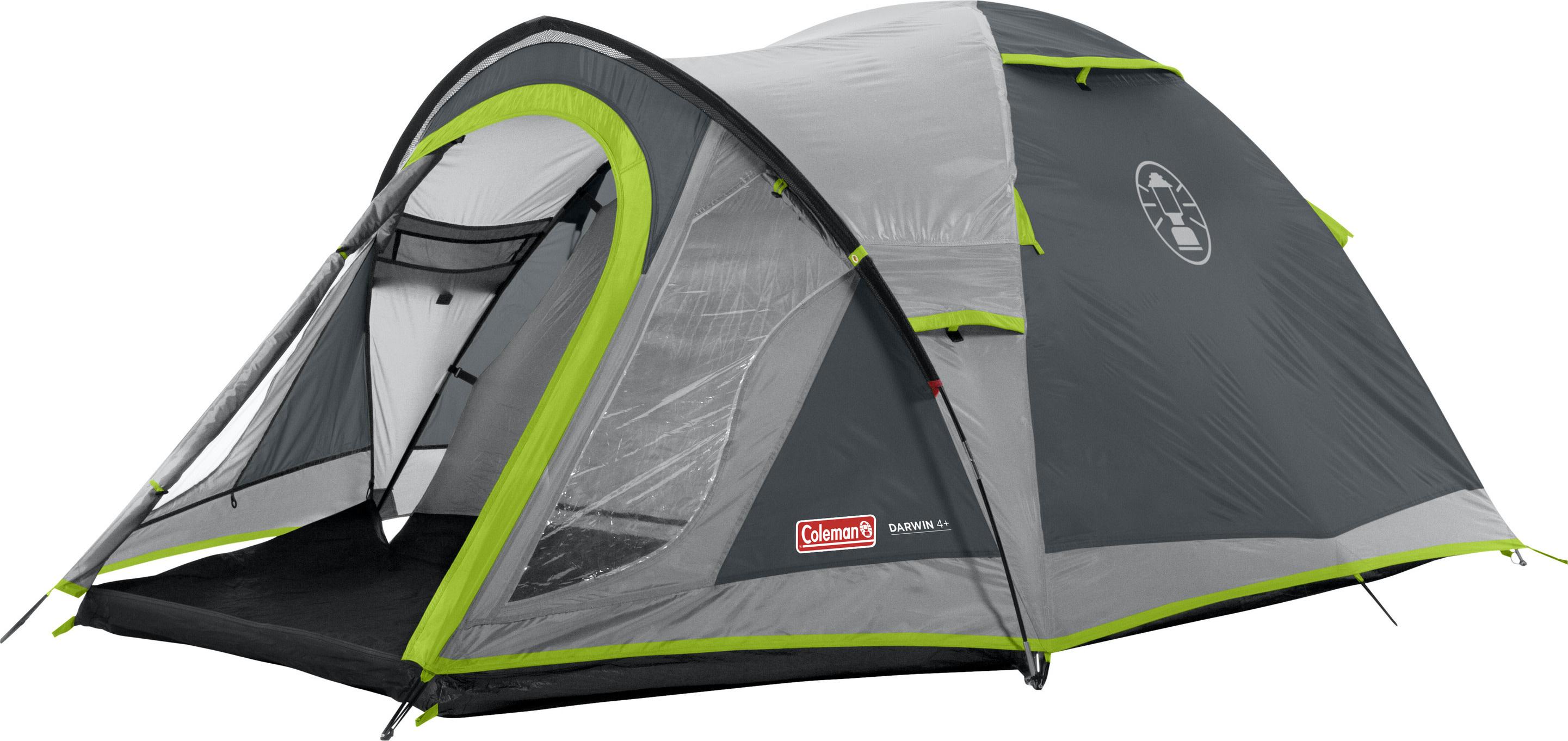 Coleman Darwin 4+ kupoltält i grått med gröna detaljer