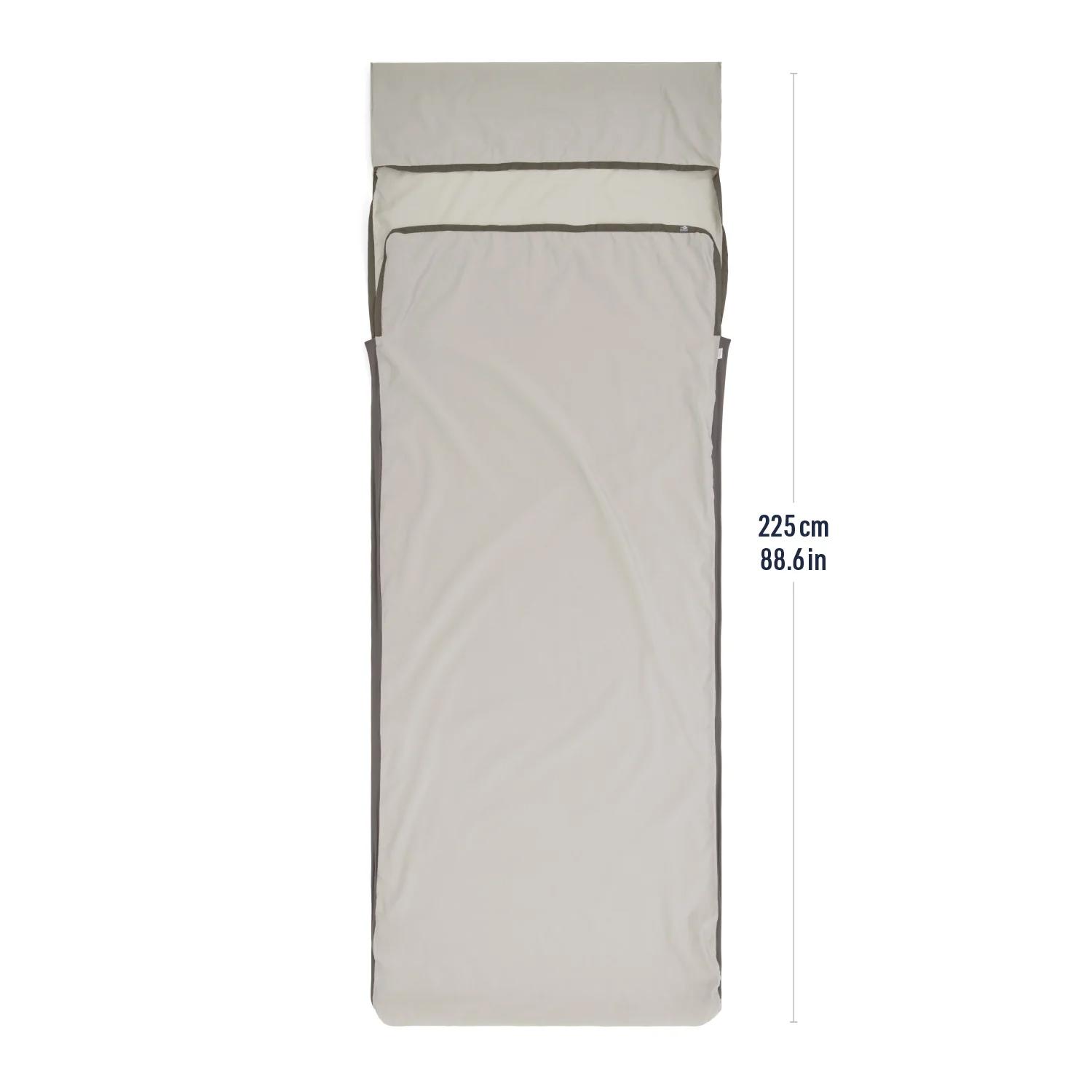 Sea to Summit Silk Blend Liner rektangulär i grå, med sidenöverdrag och inbyggd kuddficka