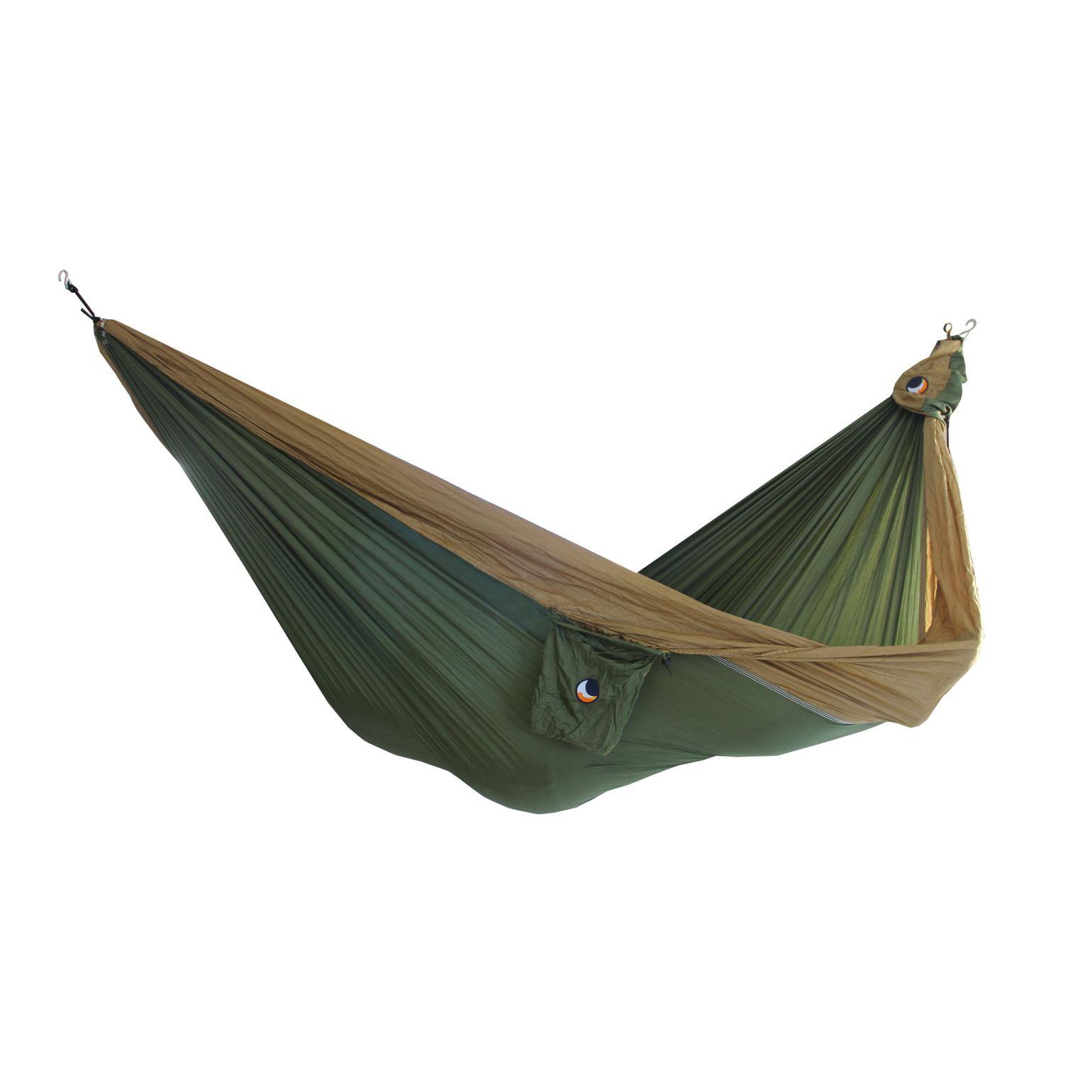 Ticket to the Moon King Size Hammock i armégrönt och brunt, dubbel hängmatta