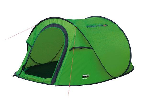 High Peak Vision 3 popup tält i grön färg upprest