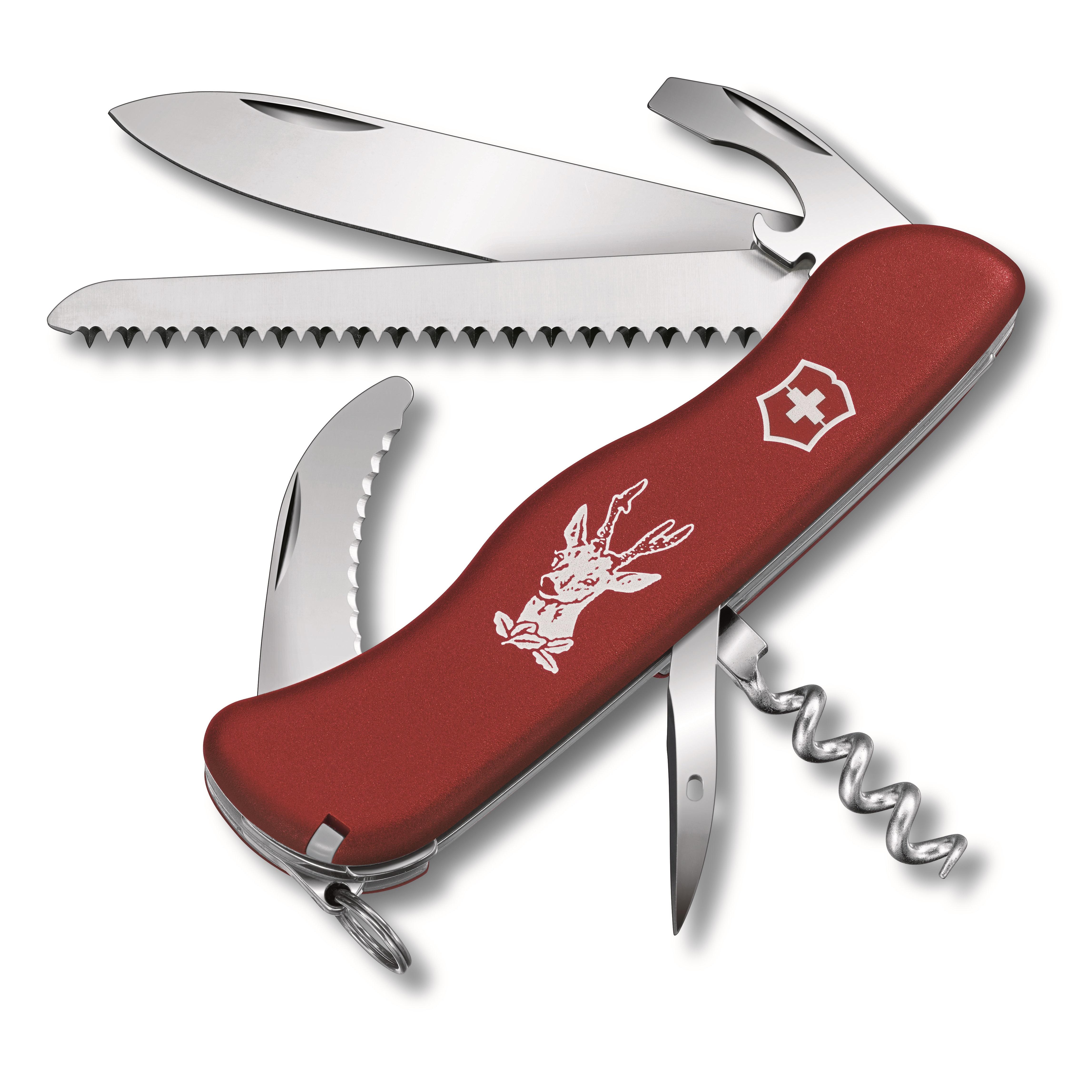 Victorinox Hunter Red med utfällda blad, såg och korkskruv