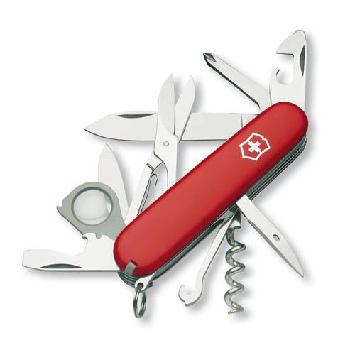Victorinox Swiss Army Explorer Red med sax, förstoringsglas och flera utfällda verktyg
