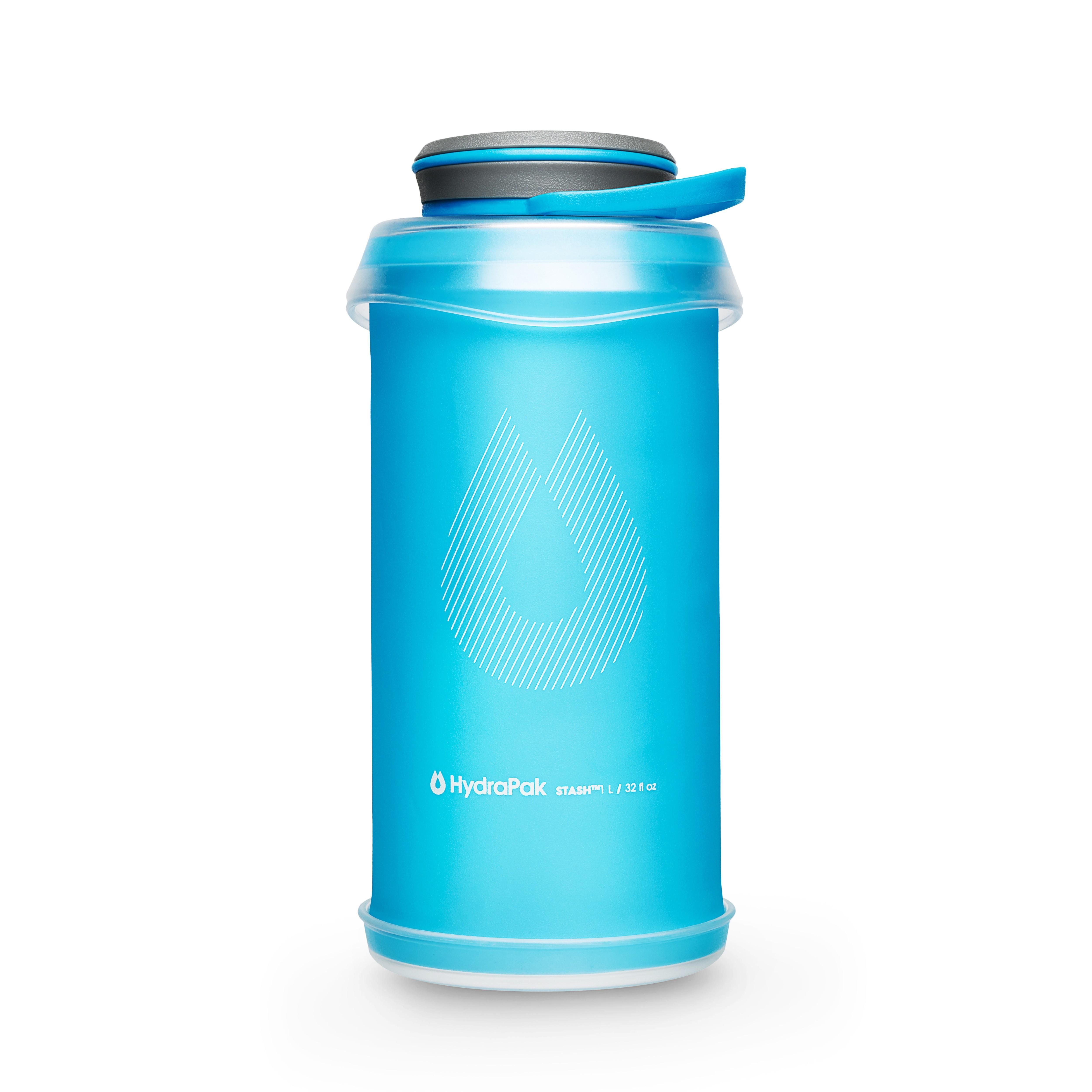 Hydrapak Stash Bottle 1 liter hopfällbar vattenflaska i blått TPU