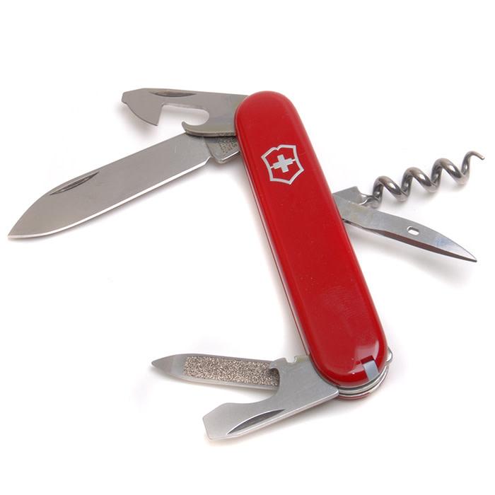 Victorinox Swiss Army Sportsman Red med utfällda kniv- och öppnarverktyg